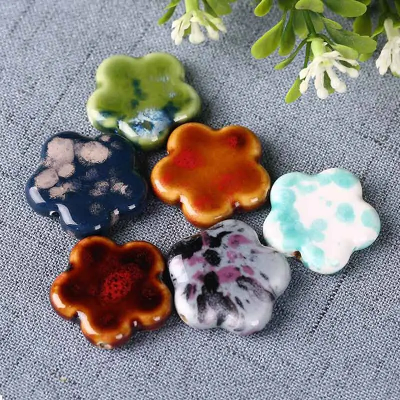 5pcs/lot Flower Shape Glazed Ceramic Beads 25x6mm 5 Colors Handmade Porcelain Spacer Charm Bead for DIY Jewelry Making Findings
5pcs/lot Flower Shape Glazed Ceramic Beads 25x6mm 5 Colors Handmade Porcelain Spacer Charm Bead for DIY Jewelry Making Findings