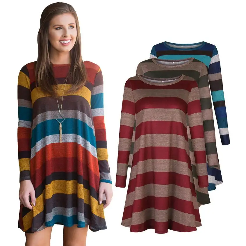 New Spring 2019 Casual Women Dress O-neck Long Sleeve Striped Sexy Short Dress Knitted Plus Size Loose Sexy Dress Vestidos
New Spring 2019 Casual Women Dress O-neck Long Sleeve Striped Sexy Short Dress Knitted Plus Size Loose Sexy Dress Vestidos