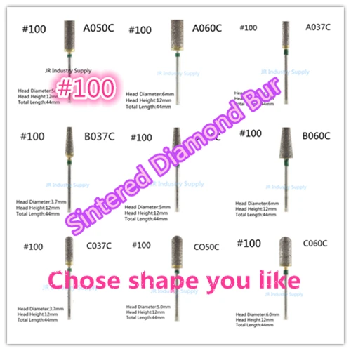 10pcs 2.35mm shank #100 Sintered diamond burs Please remark the number when you order
10pcs 2.35mm shank #100 Sintered diamond burs Please remark the number when you order