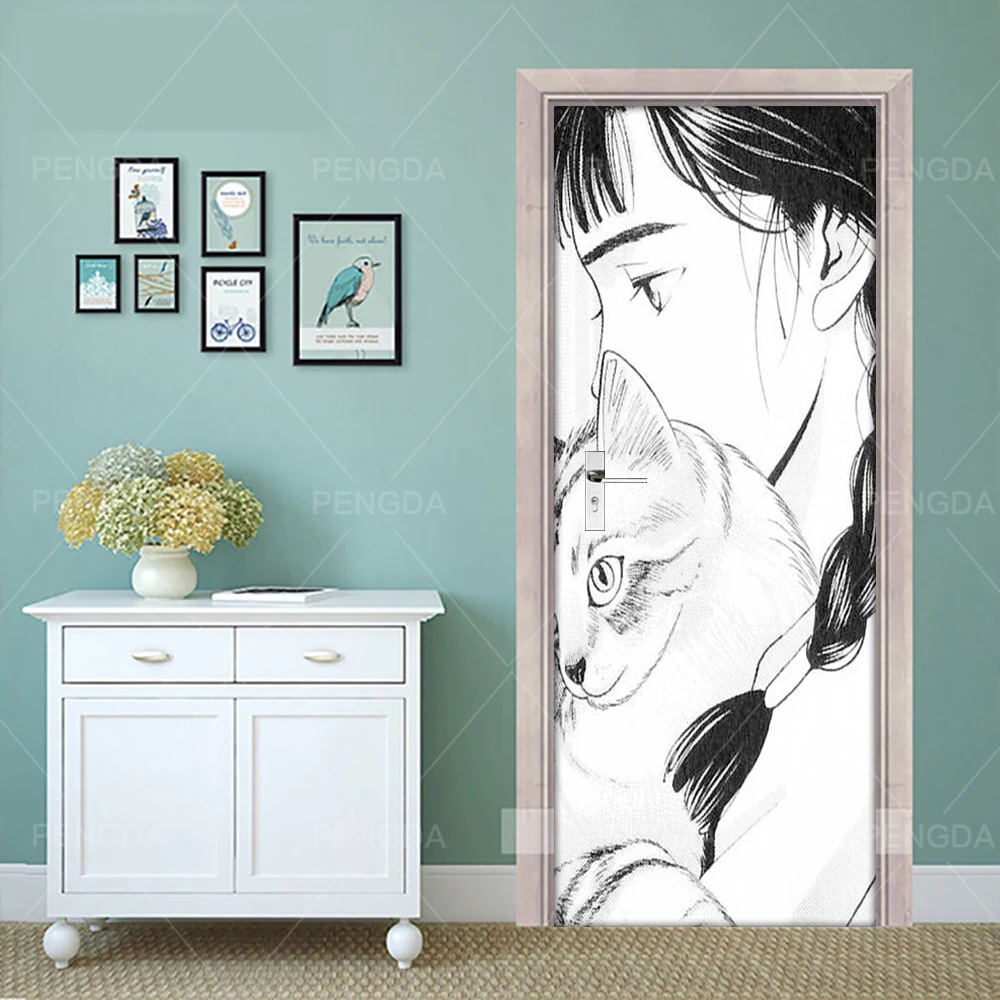 DIY Mural Waterproof Wallpaper Self Adhesive Door Sticker Black White Cat Girl Print Picture Renovation New Bedroom Home Decor
DIY Mural Waterproof Wallpaper Self Adhesive Door Sticker Black White Cat Girl Print Picture Renovation New Bedroom Home Decor
