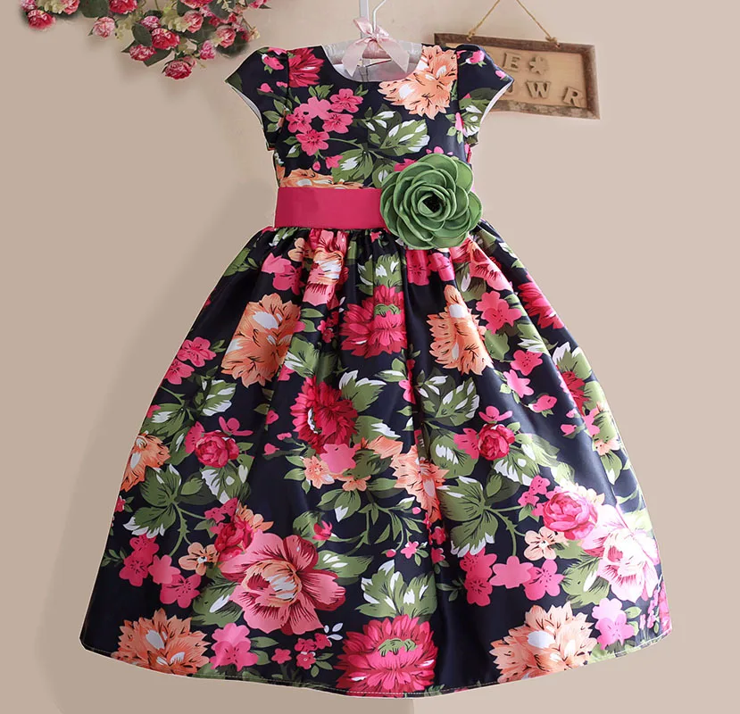 New Girls Dress Black Flower Party Casual Kids Clothes Short Sleeve Green Belt Fashion Dresses Size 3-8
New Girls Dress Black Flower Party Casual Kids Clothes Short Sleeve Green Belt Fashion Dresses Size 3-8