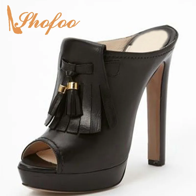 Mules Shoes Black Solid Women Outside Slippers Stilettos Platform Fringe Large Size 10 15 Peep Toe Super High Thin Heels Mature
Mules Shoes Black Solid Women Outside Slippers Stilettos Platform Fringe Large Size 10 15 Peep Toe Super High Thin Heels Mature