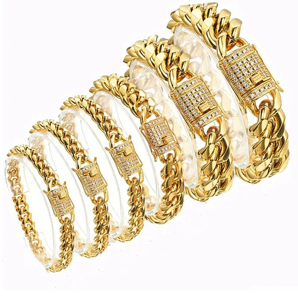 Hip Hop Men's Miami Curb Chain Heavy Bracelet Stainless steel jewelry for Mens Womens Gold Metal With Rhinestone Bracelet 7-12''
Hip Hop Men's Miami Curb Chain Heavy Bracelet Stainless steel jewelry for Mens Womens Gold Metal With Rhinestone Bracelet 7-12''