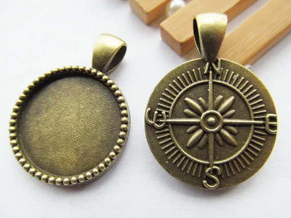 100pcs Heavy Antique Bronze/Anque Silver tone Vintage Compass Base Setting Pendant Charm/Finding,20mm Cabochon/Cameo Tray Bezel
100pcs Heavy Antique Bronze/Anque Silver tone Vintage Compass Base Setting Pendant Charm/Finding,20mm Cabochon/Cameo Tray Bezel