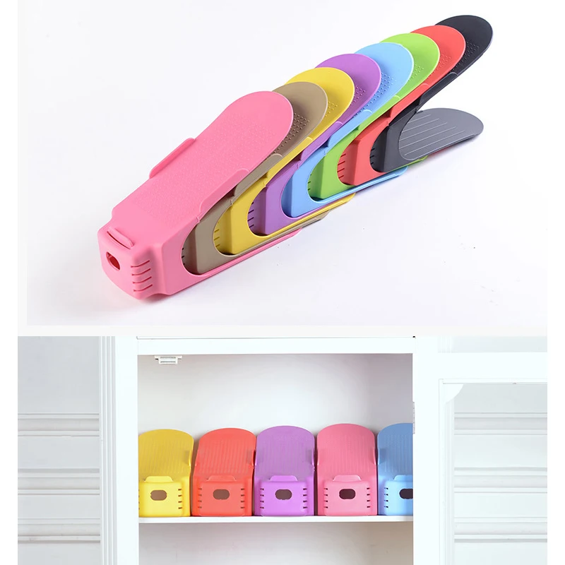 

6Pcs/2pcs Organizer Range Shoe Holder Storage Double Shoe Rack Adjustable Slipper Stand Space Saver Plastic Shelf for Sandal