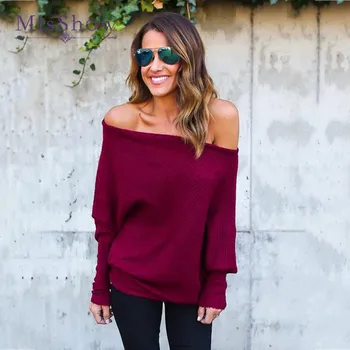 MisShow Solid Off the Shoulder Autumn Winter Knitted Sweaters Batwing Sleeve Loose Pullovers Oversized Women Jumper Pull Femme
MisShow Solid Off the Shoulder Autumn Winter Knitted Sweaters Batwing Sleeve Loose Pullovers Oversized Women Jumper Pull Femme