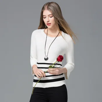 High Quality Sweater Women Jumper 2019 New Sweaters Three Quarter Sleeve Black White Women Knitwear Slim Sweater Female Pullover
High Quality Sweater Women Jumper 2019 New Sweaters Three Quarter Sleeve Black White Women Knitwear Slim Sweater Female Pullover