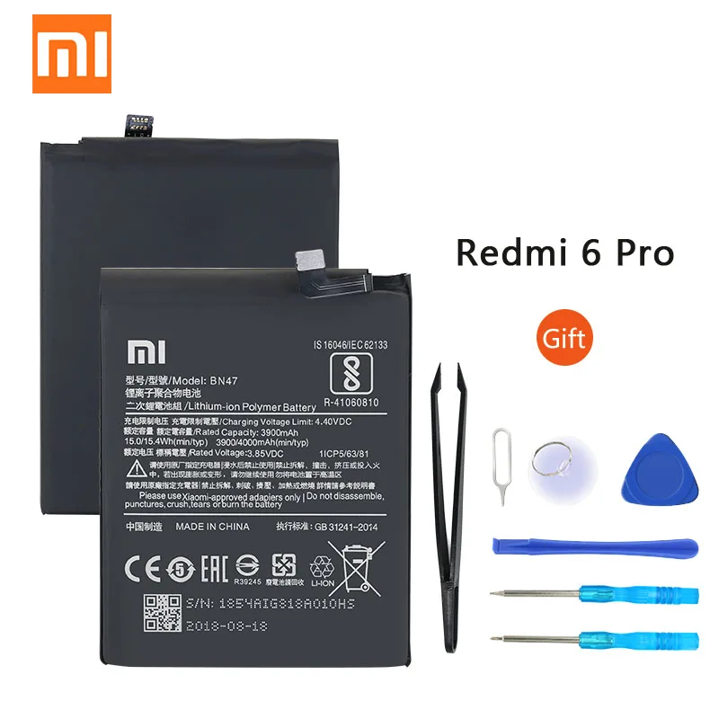 Original Xiaomi Redmi 6 Pro battery BN47 4000mAh for Xiaomi Redmi 6Pro / Mi A2 Lite High quality Replacement phone BN47 battery
Original Xiaomi Redmi 6 Pro battery BN47 4000mAh for Xiaomi Redmi 6Pro / Mi A2 Lite High quality Replacement phone BN47 battery