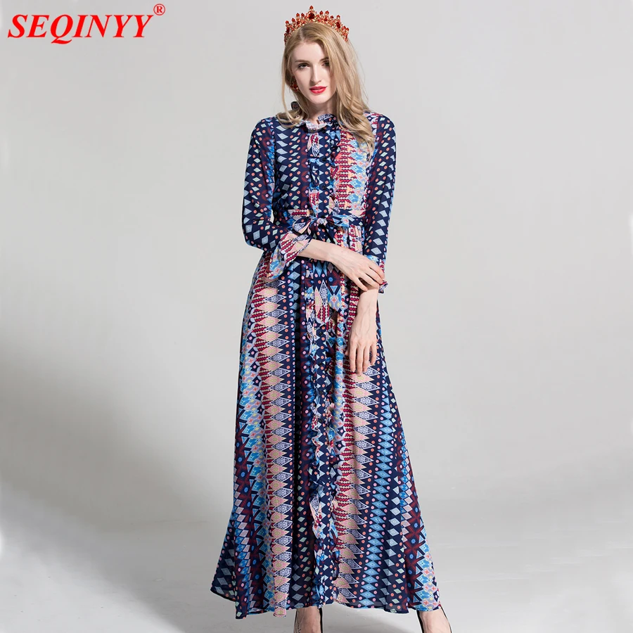 SEQINYY Blue Long Dress Elegant Women's 2018 Fashion Runway Flowers Printing 3/4 Sleeve XXXL High Quality A-line Dress with Belt
SEQINYY Blue Long Dress Elegant Women's 2018 Fashion Runway Flowers Printing 3/4 Sleeve XXXL High Quality A-line Dress with Belt