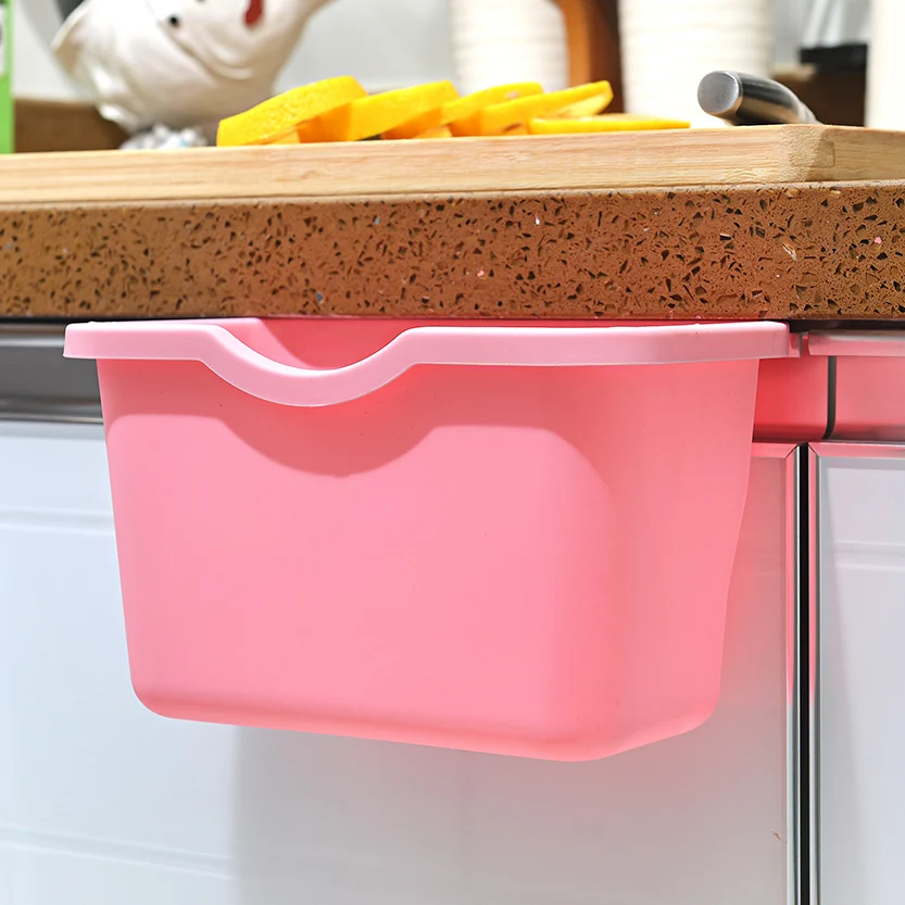 Image Kitchen cabinet door hanging garbage bucket plastic desktop storage box multifunctional storage box