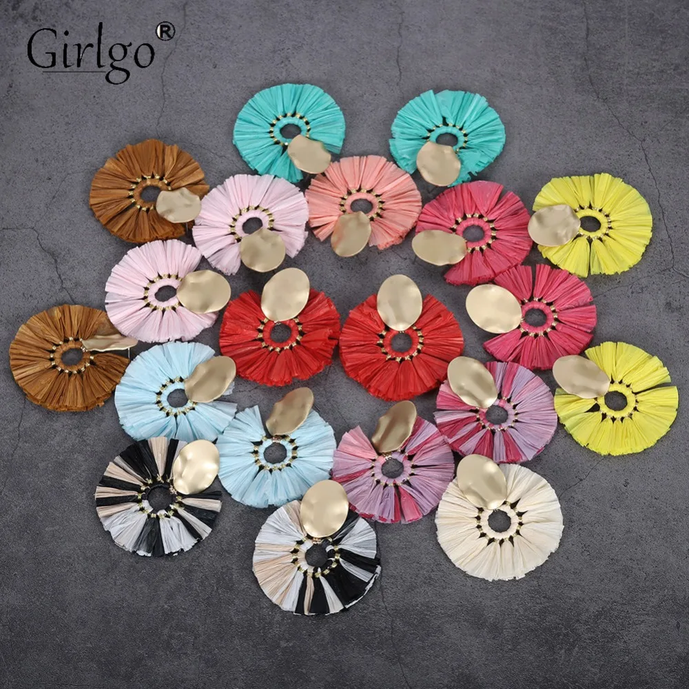 Girlgo Boho Fashion Raffia Big Round Drop Earrings for Women Metal Fringed Wedding Pendant Earrings Jewelry Dropshipping Bijoux
Girlgo Boho Fashion Raffia Big Round Drop Earrings for Women Metal Fringed Wedding Pendant Earrings Jewelry Dropshipping Bijoux