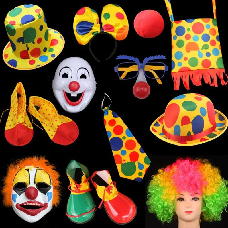 2019 New Clown Dress Up Props Clown Hat Tie Headband Mask Shoes Kids Adults Masquerade Party Supplies
2019 New Clown Dress Up Props Clown Hat Tie Headband Mask Shoes Kids Adults Masquerade Party Supplies