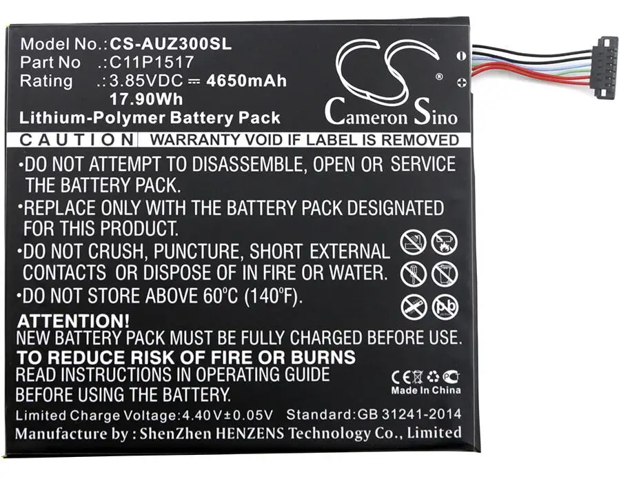 Cameron Sino 4650mah battery for ASUS Pad ZenPad ZenPad 10 Z300CNL ZenPad C 7.0 P01Z Z0310M Z300M 0B200-01580200 C11P1517
Cameron Sino 4650mah battery for ASUS Pad ZenPad ZenPad 10 Z300CNL ZenPad C 7.0 P01Z Z0310M Z300M 0B200-01580200 C11P1517