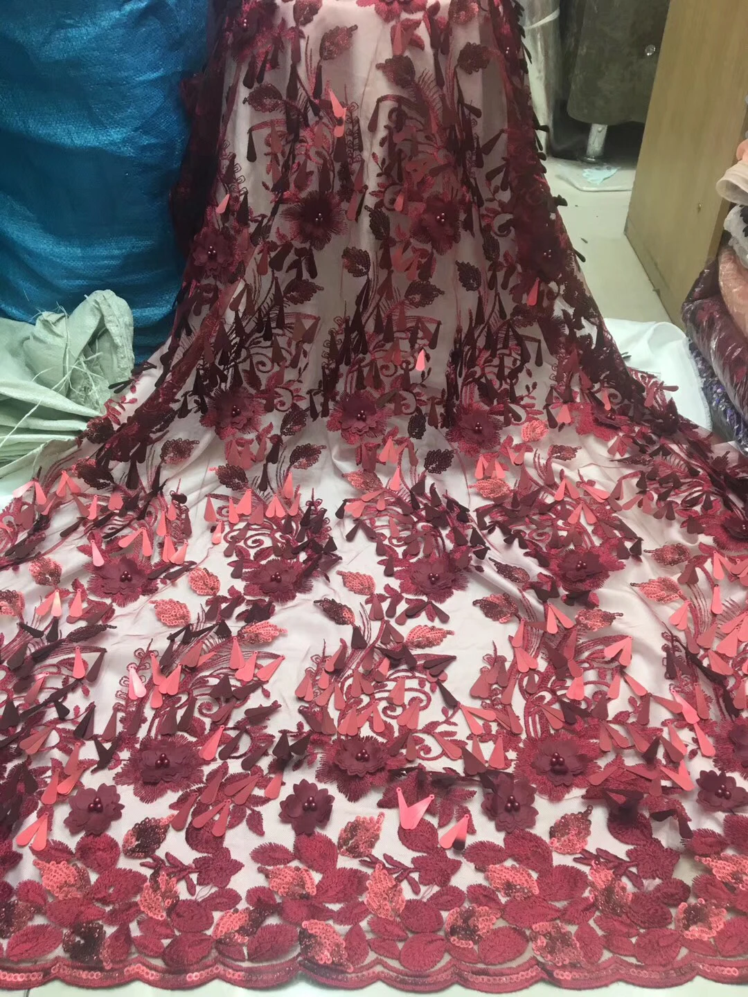 Red Sequined Lace Dress New Applique Gauze French Lace Embroidery Fabric, New Ghana Lace FJ2826
Red Sequined Lace Dress New Applique Gauze French Lace Embroidery Fabric, New Ghana Lace FJ2826