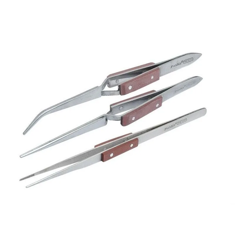 Free Shipping! Brand ProsKit 1PK-117T 1PK-118T 1PK-119T Tweezer Set Wooden Handle Sharp Curved Stainless Steel Tweezer
Free Shipping! Brand ProsKit 1PK-117T 1PK-118T 1PK-119T Tweezer Set Wooden Handle Sharp Curved Stainless Steel Tweezer