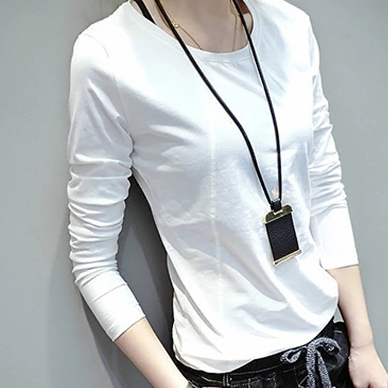 2018 spring summer women long-sleeved cotton t-shirt solid color white black soft comfortable all-match tops tee
2018 spring summer women long-sleeved cotton t-shirt solid color white black soft comfortable all-match tops tee