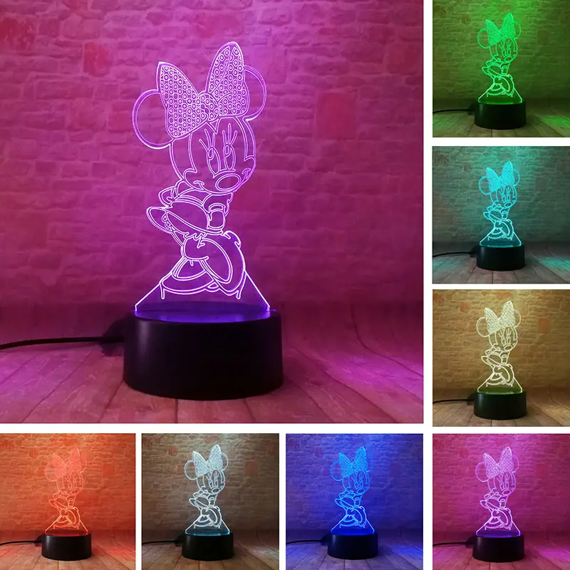 Minnie Anime Figure 3D Illusion LED Nightlight Colourful Touch Flash Light Desk Lamp Cartoon Model Toys for Kids
Minnie Anime Figure 3D Illusion LED Nightlight Colourful Touch Flash Light Desk Lamp Cartoon Model Toys for Kids