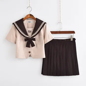 Sweet Girl Brown School Uniform Short Long Sleeved Tops Pleated Skirt Sailor Suits Novelty Women Student Cosplay Clothing
Sweet Girl Brown School Uniform Short Long Sleeved Tops Pleated Skirt Sailor Suits Novelty Women Student Cosplay Clothing