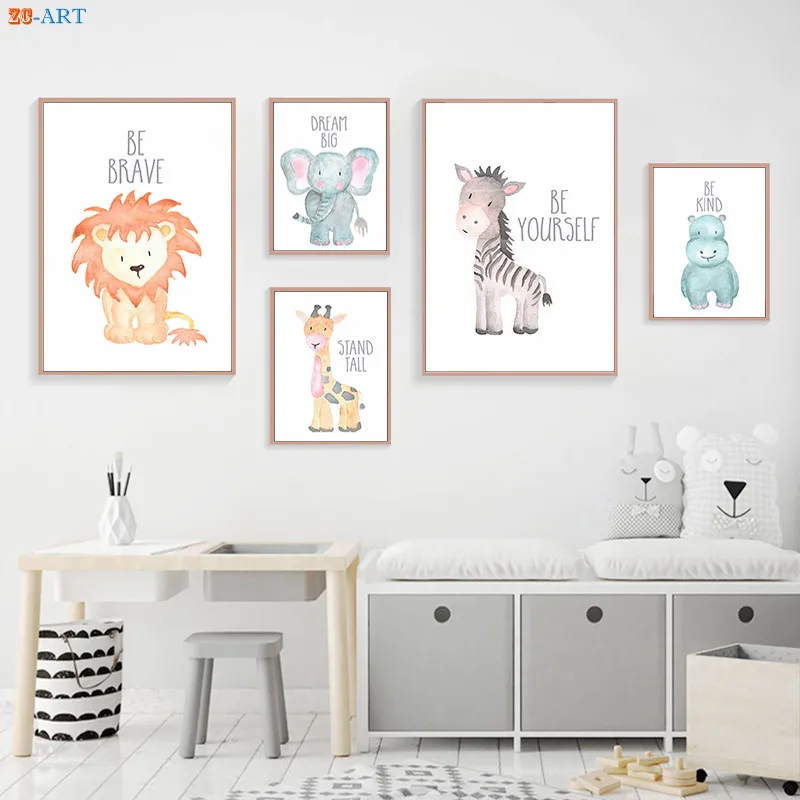 Nursery Wall Art Animal Print Baby 