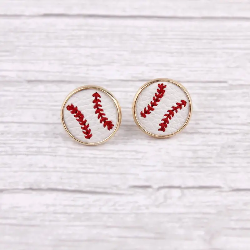 2019 New Arrival Embroidery Baseball Leather Round Stud Earrings For Women Mini Round Leather Sport Ear Stud Jewelry Wholesale
2019 New Arrival Embroidery Baseball Leather Round Stud Earrings For Women Mini Round Leather Sport Ear Stud Jewelry Wholesale