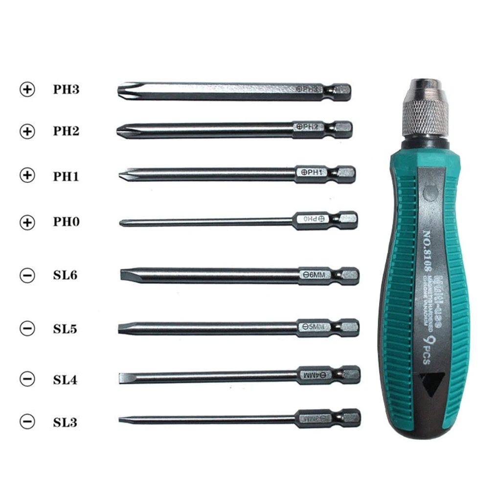 9pcs Magnetic Screwdriver Set PH0-PH4/Slotted Screwdriver Bit Interchangeable Screwdriver Handle Tools 8108
9pcs Magnetic Screwdriver Set PH0-PH4/Slotted Screwdriver Bit Interchangeable Screwdriver Handle Tools 8108