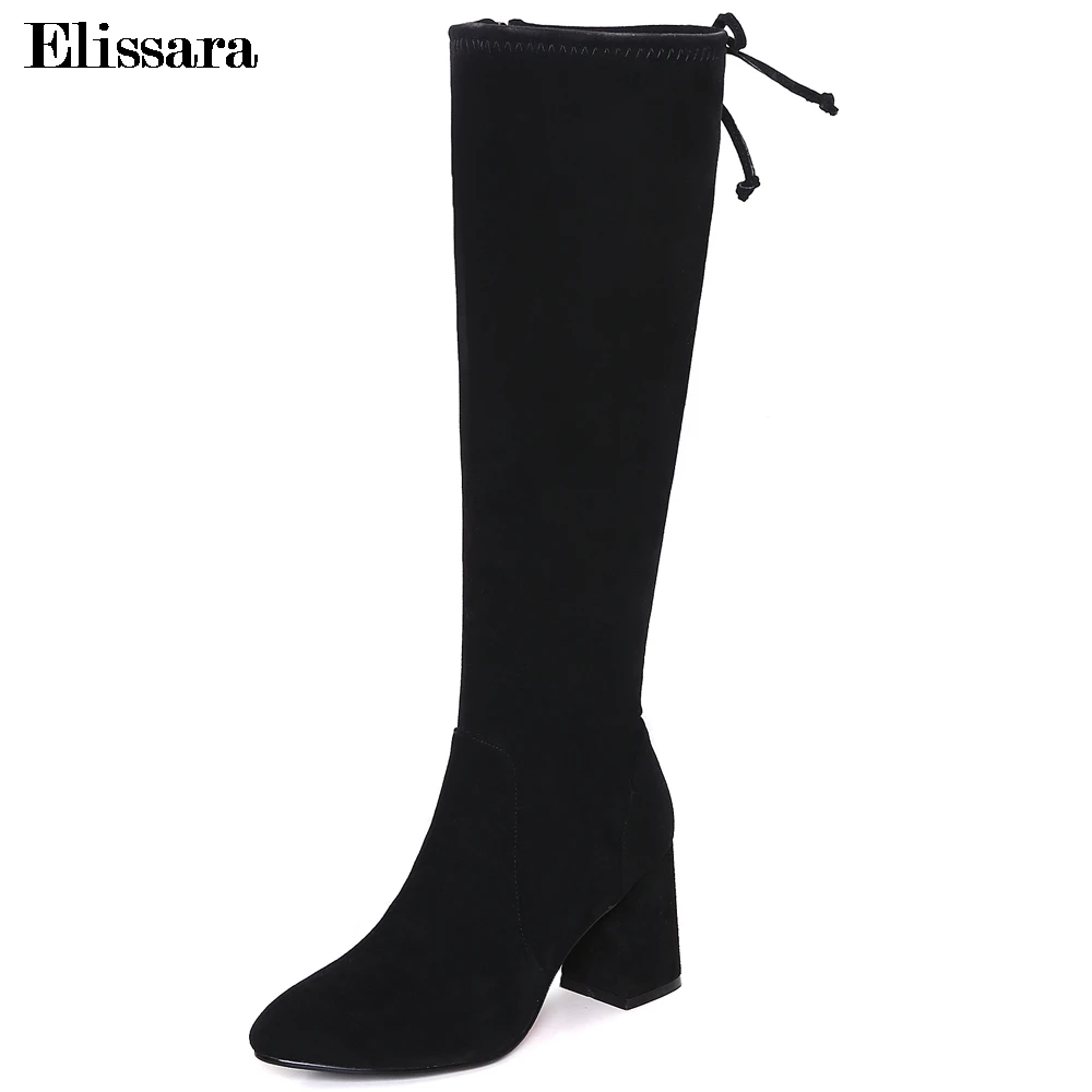 Elissara Women Winter Warm Shoes Women High Heels Knee High Boots Fashion Zip Pointed Toe Fit Thigh High Boots Plus Size 34-42
Elissara Women Winter Warm Shoes Women High Heels Knee High Boots Fashion Zip Pointed Toe Fit Thigh High Boots Plus Size 34-42