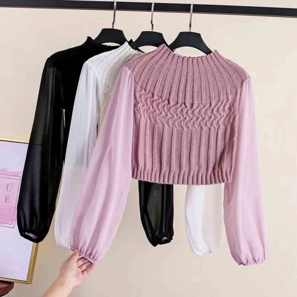 New Arrival Ladies Knit Stitching Lantern Sleeve Blouse Pullover Shirts Women Fashion Clothes
New Arrival Ladies Knit Stitching Lantern Sleeve Blouse Pullover Shirts Women Fashion Clothes
