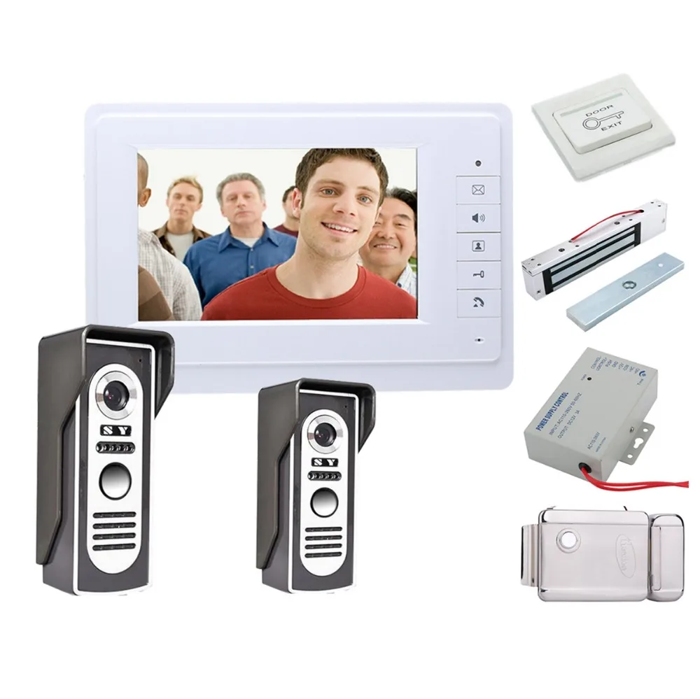 Home Security 7 Inch Video Door Phone Doorbell Intercom Kit 2-camera 1-monitor Night Vision porteiro +Electronic locks Set
Home Security 7 Inch Video Door Phone Doorbell Intercom Kit 2-camera 1-monitor Night Vision porteiro +Electronic locks Set