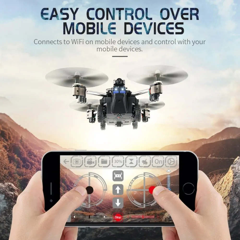 JJR/C H40WH Selfie FPV RC 2.4G RC Quadcopter Tank Car Drone Aircraft with 720P Wifi HD Camera Altitude Hold 360 Flips
JJR/C H40WH Selfie FPV RC 2.4G RC Quadcopter Tank Car Drone Aircraft with 720P Wifi HD Camera Altitude Hold 360 Flips