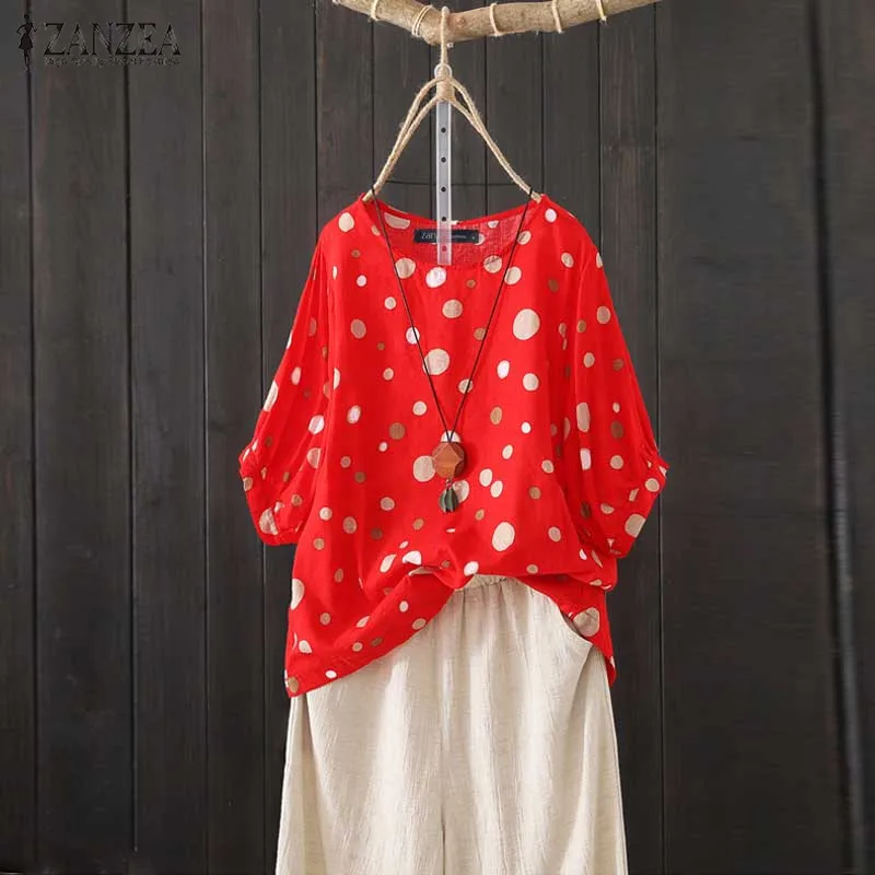 2019 Women Summer Bohemian Polka Dot Blouse ZANZEA Beach Shirt Casual Loose Tunic Tops Robe Femme Chemise Short Sleeve Blusas
2019 Women Summer Bohemian Polka Dot Blouse ZANZEA Beach Shirt Casual Loose Tunic Tops Robe Femme Chemise Short Sleeve Blusas