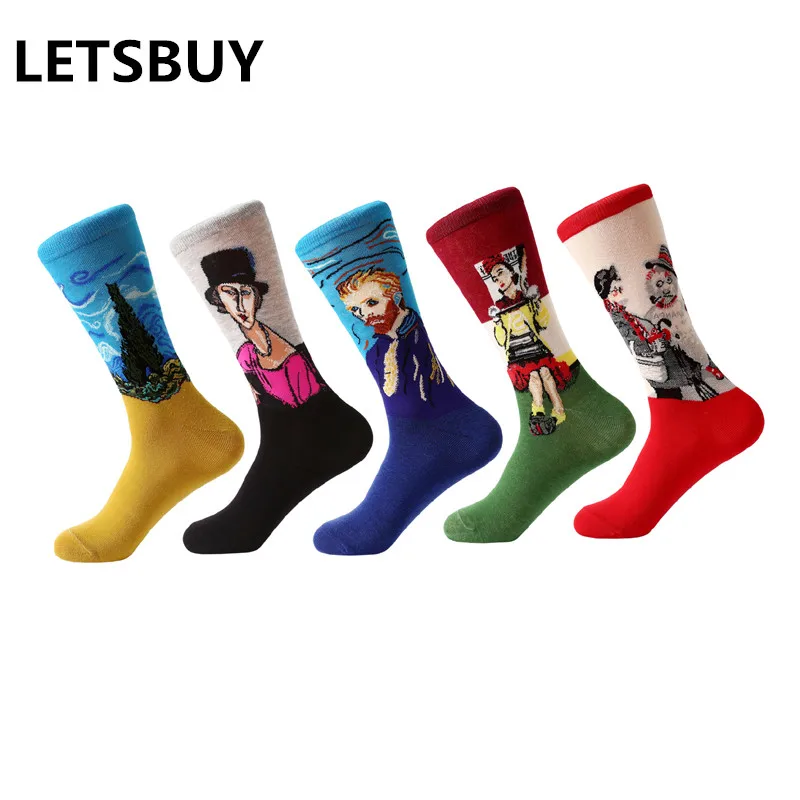 LETSBUY fashion new 5 pair/lot Men's socks cotton novelty oil painting socks colorful crew socks men business casual dressing
LETSBUY fashion new 5 pair/lot Men's socks cotton novelty oil painting socks colorful crew socks men business casual dressing