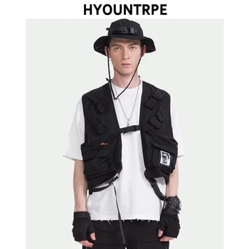 Hip Hop Sleeveless Vests Cargo Waistcoat with Pocket Back Zipper Detachable Military Jacket Streetwear Tactical Vest Sweatshirts
Hip Hop Sleeveless Vests Cargo Waistcoat with Pocket Back Zipper Detachable Military Jacket Streetwear Tactical Vest Sweatshirts