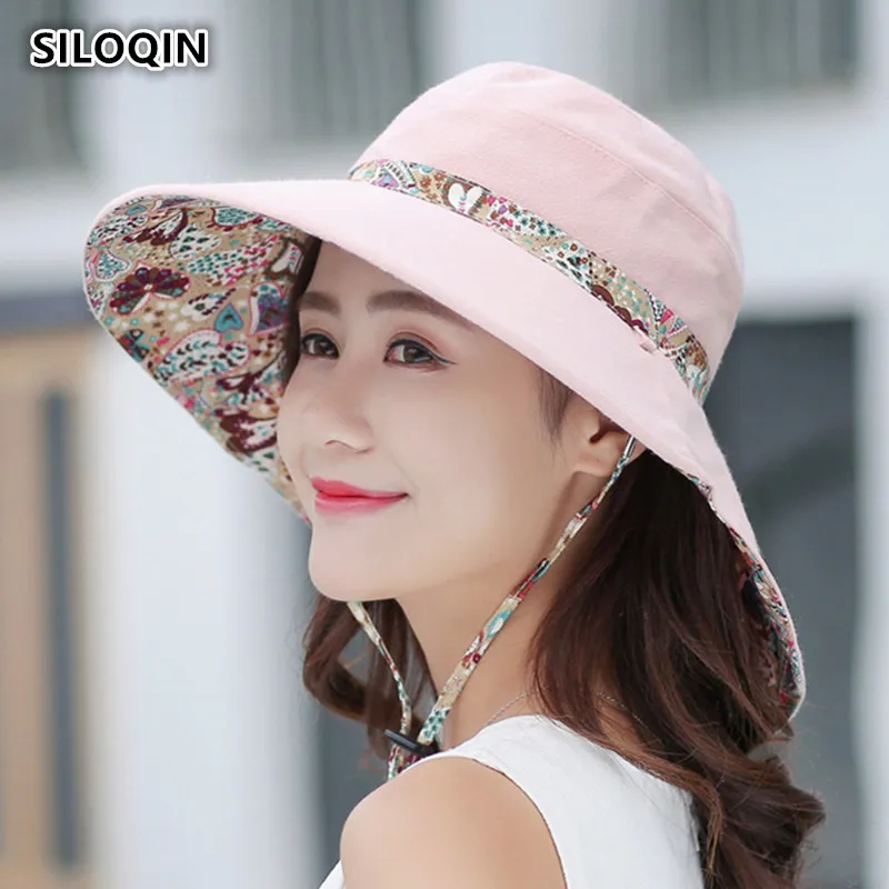 SILOQIN Summer Women's Cap Foldable Big Brim Anti-UV Sun Hat New Elegant Fashion Beach Hats For Women Wind Rope Fixed Female Hat
SILOQIN Summer Women's Cap Foldable Big Brim Anti-UV Sun Hat New Elegant Fashion Beach Hats For Women Wind Rope Fixed Female Hat