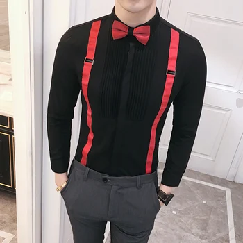 Autumn Shirt Men 2019 Long Sleeve Mens Dress Shirts Front Strap Design Slim Fit Casual Bowtie Men Shirt Night Club Party Tuxedo
Autumn Shirt Men 2019 Long Sleeve Mens Dress Shirts Front Strap Design Slim Fit Casual Bowtie Men Shirt Night Club Party Tuxedo