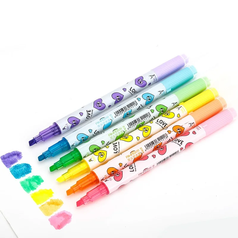 6 pcs/Lot Good luck highlighter pen Dual-side marker Oblique liner caneta neon Stationery Office material School supplies F688
6 pcs/Lot Good luck highlighter pen Dual-side marker Oblique liner caneta neon Stationery Office material School supplies F688