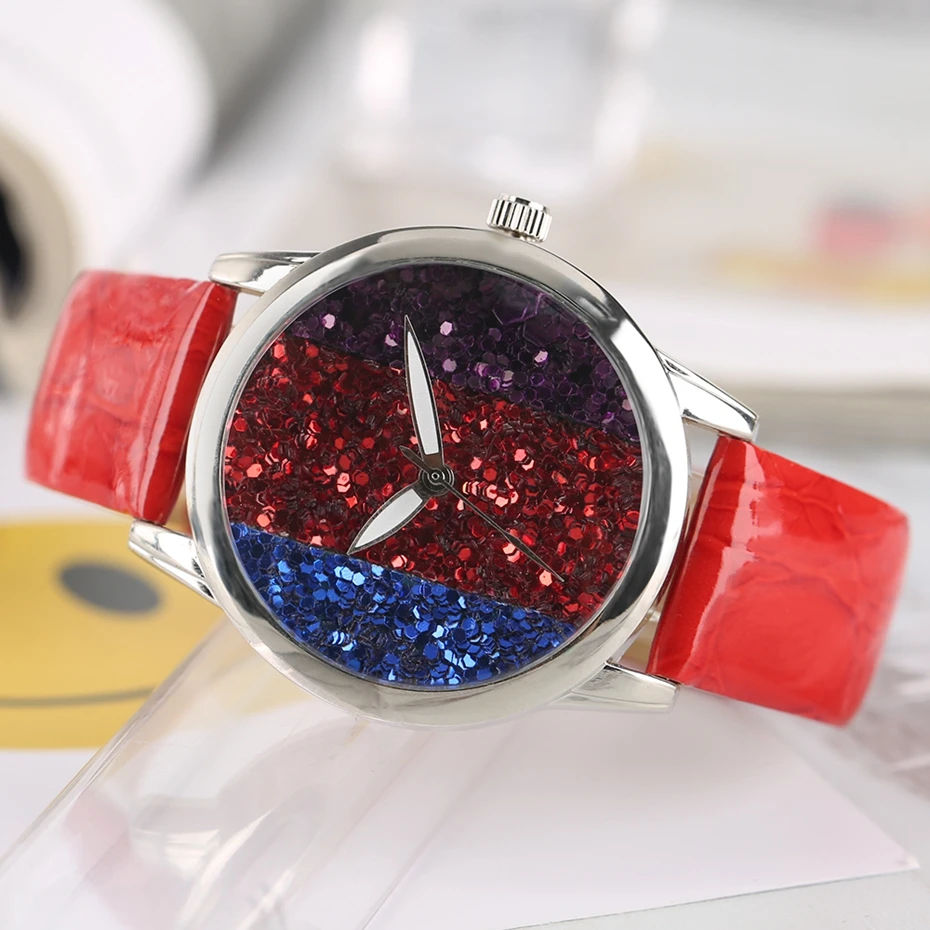 2017 New arrivals Women Bracelet Watch Crystal Glitter Quartz Clocks Female White Pointer Multicolor PU Leather Relogio Feminino Fashion (44)