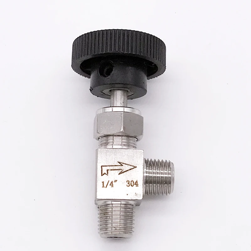 Фото Игольчатый клапан с регулируемым прямым углом 1/8 дюйма 1/4 3/8 наружная резьба ZG SUS304