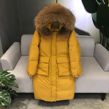 Pocket Down Jacket Medium Long Loose Thicker Plus Size Coat 2018 New White Duck Down Coat Real Raccoon Fur Winter Jacket Women
Pocket Down Jacket Medium Long Loose Thicker Plus Size Coat 2018 New White Duck Down Coat Real Raccoon Fur Winter Jacket Women