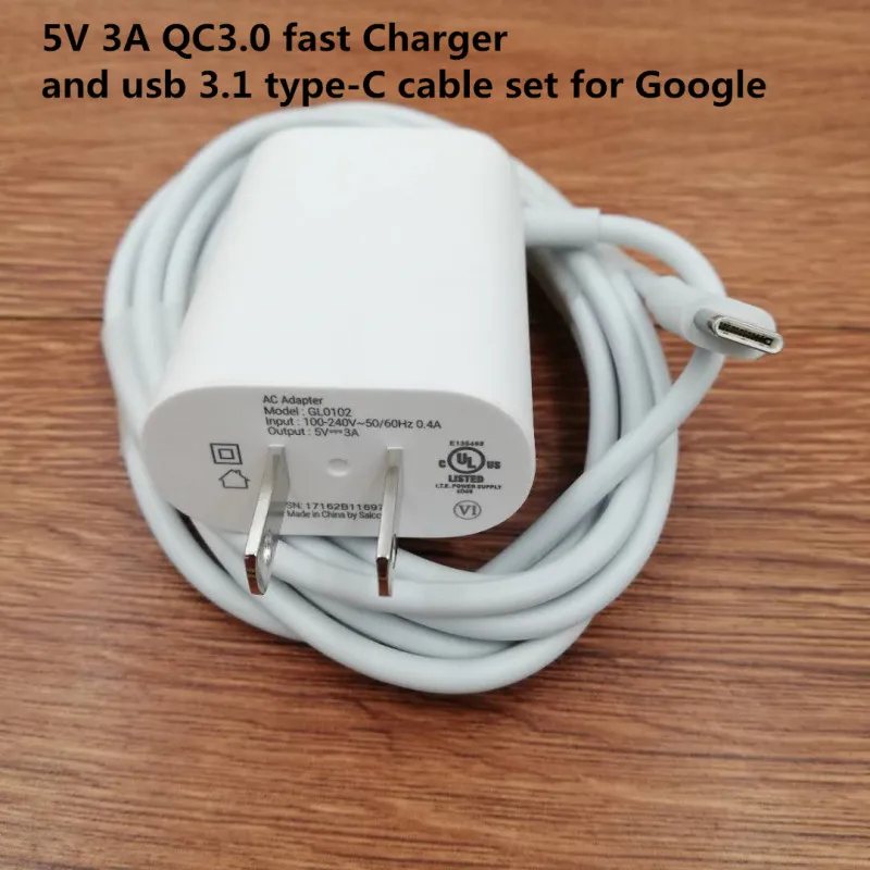 QC3.0 fast Charger 5V 3A and usb 3.1 type-C cable set for Google Nexus 6P 5X Pixel XL Pixel 2 2XL Samsung S8 S9 plus note 8 9
QC3.0 fast Charger 5V 3A and usb 3.1 type-C cable set for Google Nexus 6P 5X Pixel XL Pixel 2 2XL Samsung S8 S9 plus note 8 9