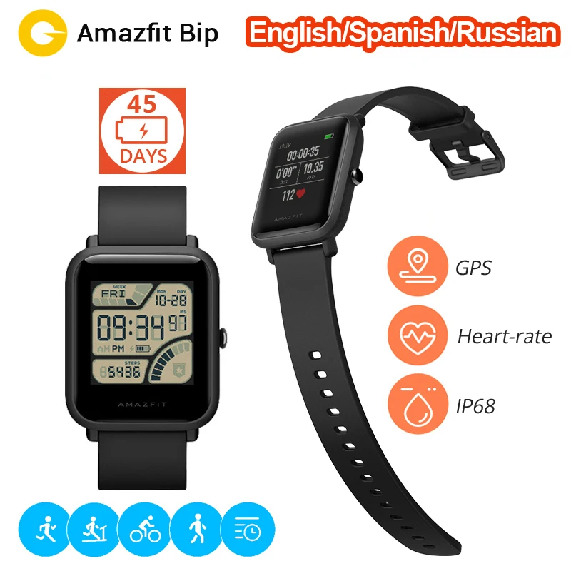 Pусский Английская версия Xiaomi huami Amazfit Bip Смарт часы темп Lite Bluetooth 4.0 GPS сердечного