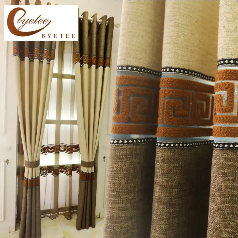 Byetee Modern Luxury Blackout Window Curtains Coffee Beige Stitching Door Curtain For Room Kitchen Curtains For Living Room Curtains For Curtains For Living Roomcurtain For Living Aliexpress