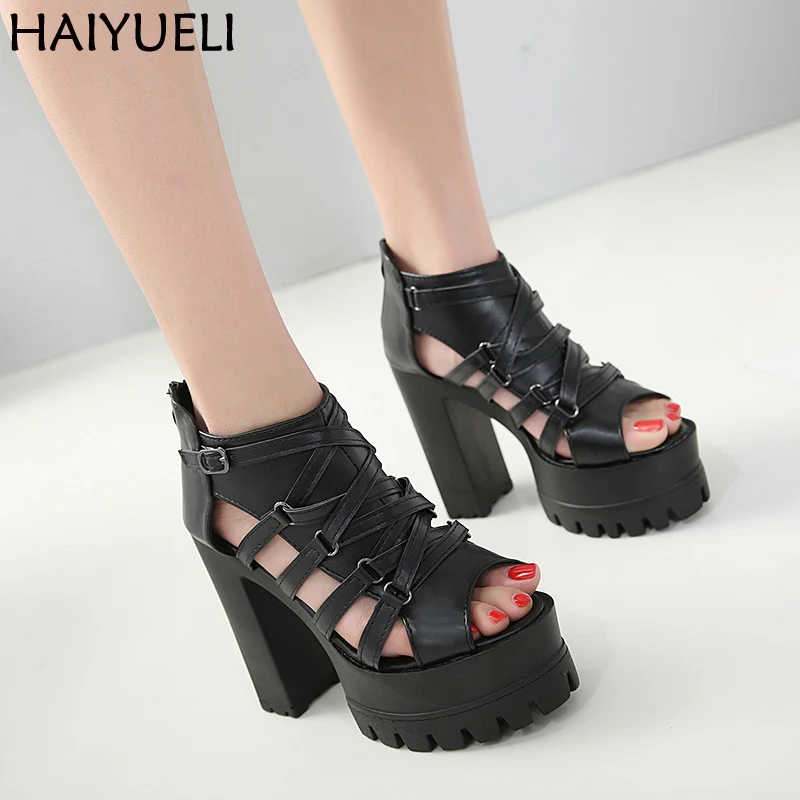 Woman Platform Sandals Summer Open Toe High Heels Punk Style Women Thick Heel Shoes Female Zipper Leather Womens Heels Shoes
Woman Platform Sandals Summer Open Toe High Heels Punk Style Women Thick Heel Shoes Female Zipper Leather Womens Heels Shoes