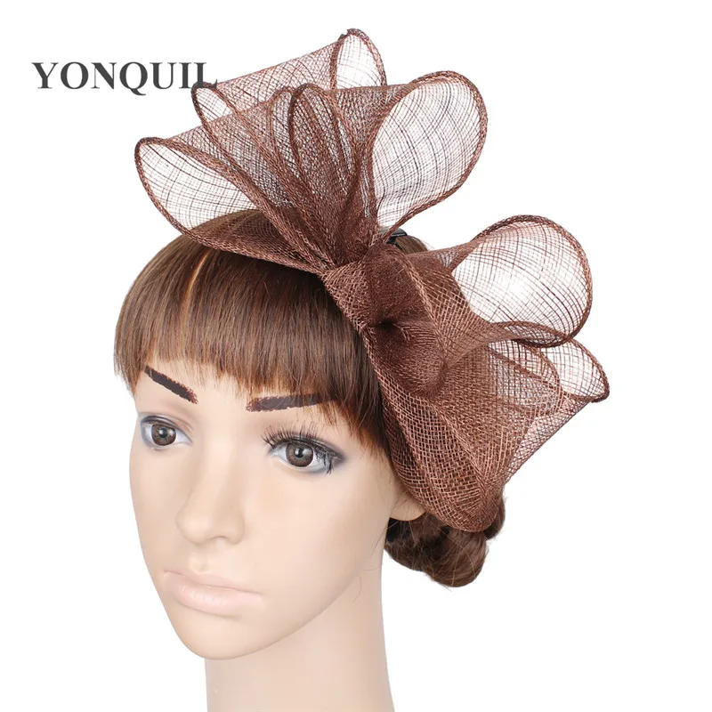 

Brown bowknot fedora high quality Sinamay Fascinator Church Hat bridal headpiece for Wedding Kentucky Derby Ascot Races OF1519