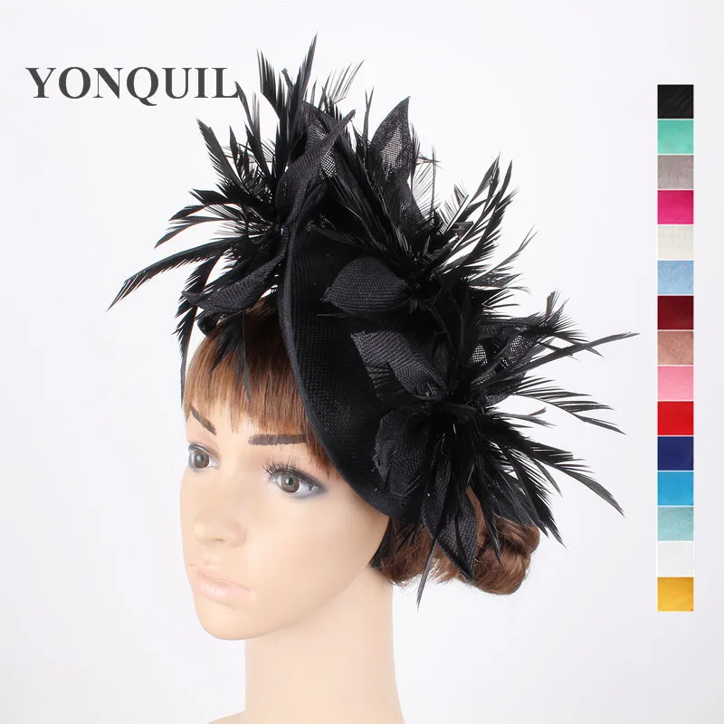 Black Wedding floral fascinator hats for women elegant Imitation sinamay hair fascinator with feathers headband hair clips
Black Wedding floral fascinator hats for women elegant Imitation sinamay hair fascinator with feathers headband hair clips