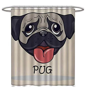 Pug Shower Curtains with Shower Hooks Cartoon Pug Dog Caricature with Its Tongue Out Happy Face Animal Fun Illustration Satin Fa
Pug Shower Curtains with Shower Hooks Cartoon Pug Dog Caricature with Its Tongue Out Happy Face Animal Fun Illustration Satin Fa