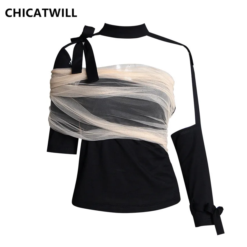 CHICATWILL 2019 NEW ARRIVE Designer Women Irregular T-shirts Tees Bowtie Mesh Patchwork Cutout Tops
CHICATWILL 2019 NEW ARRIVE Designer Women Irregular T-shirts Tees Bowtie Mesh Patchwork Cutout Tops