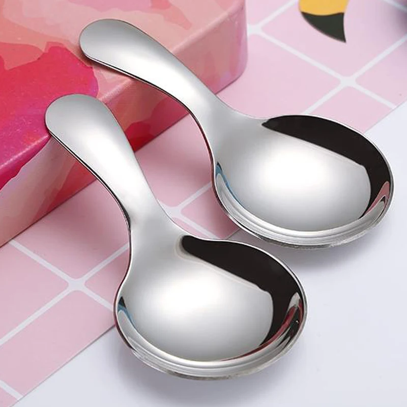 Cute Mini Stainless Steel Kids Spoon Ice Cream Spoon Short Handle Sugar Spice Spoon Small Tea Coffee Scoop Kitchen Accessories (1)