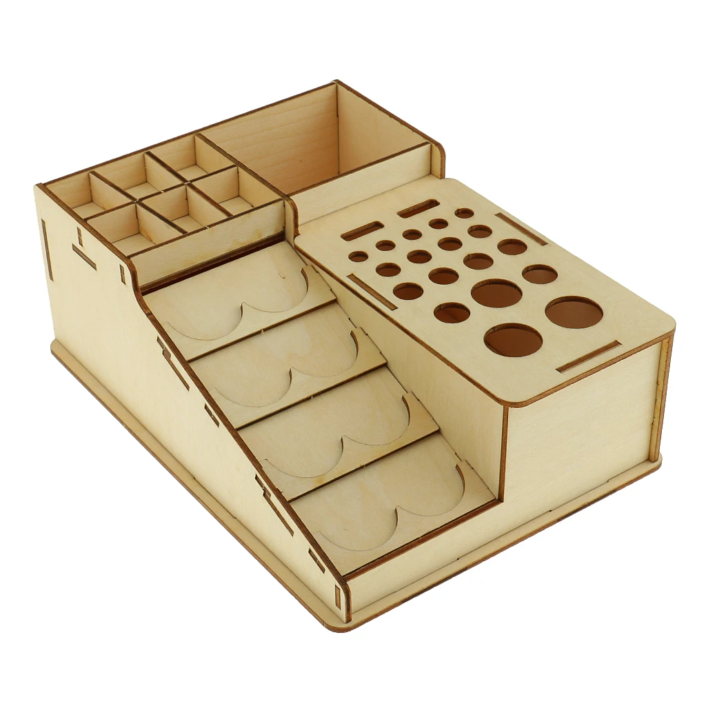 Wooden Paint Bottles Rack Model Organizer Epoxy Tools Storage Box Holder Case #2