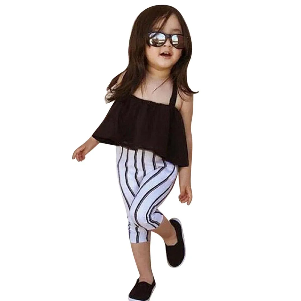 Toddler Kids Baby Girls Outfits Sleeveless Vest shirt Tops+Stripe Pants Set Abbigliamento Bambine 2019 Fashion Kids Clothes
Toddler Kids Baby Girls Outfits Sleeveless Vest shirt Tops+Stripe Pants Set Abbigliamento Bambine 2019 Fashion Kids Clothes