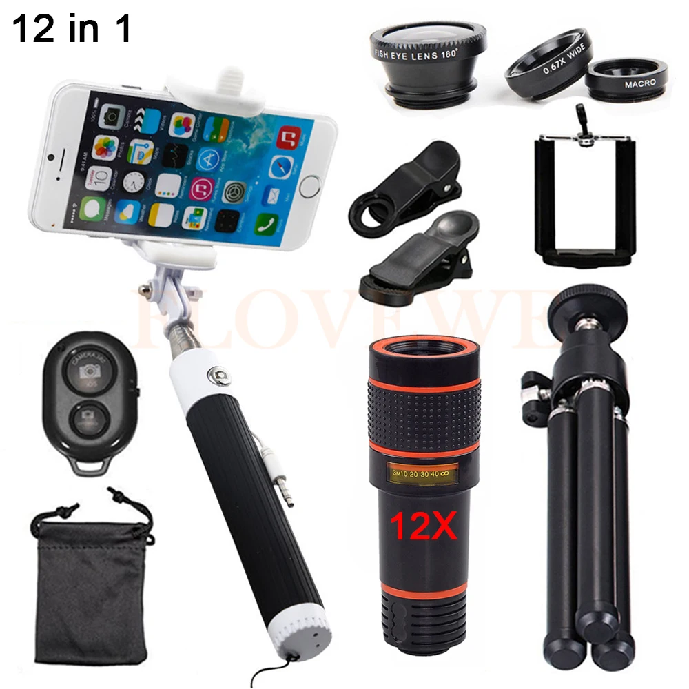 12in1 Phone lenses Kit 12X Telephoto Zoom Lens Fisheye Wide Angle Macro Lentes For iPhone 5s 6 6s 7 Xiaomi Microscope Telescope
12in1 Phone lenses Kit 12X Telephoto Zoom Lens Fisheye Wide Angle Macro Lentes For iPhone 5s 6 6s 7 Xiaomi Microscope Telescope